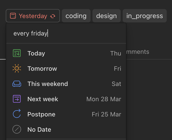 set deadline in todolist